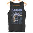 アオジタトカゲ 80 年代スタイルの爬虫類飼育者 トカゲの飼い主 タンクトップ