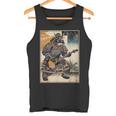 エレキギターを弾く日本の侍猫 浮世墨アート タンクトップ