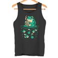 コーヒーとオタマジャクシのアートで面白い最高のお父さんカエル タンクトップ