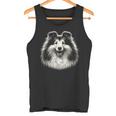 シェットランド・シープドッグ犬シェルティの顔のグラフィック アート デザイン タンクトップ
