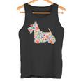 スコティッシュテリア水彩フラワーデザイン。 タンクトップ