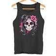 スタイリッシュなマゼンタ サクラ ムエルテ スカルデザイン Dia De Los Muertos タンクトップ