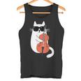 ネコとコントラバス 猫とサングラス ネコ好き 猫飼い コントラバス ウッドベース ダブルベース ジャズ音楽 ネコ 猫 タンクトップ