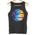 バスケットボールのシルエットカラフルな水彩画 タンクトップ