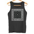メンズ ブラック ホワイト バンダナ プリント ブラック ペイズリー柄 タンクトップ