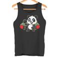 ピンポン卓球をするかわいいパンダ タンクトップ