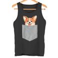 ポケットから覗く可愛いコーギーのデザイン タンクトップ