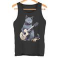 ミュージシャン ロシアンブルー猫 ギタリスト 猫とギター タンクトップ