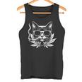 レトロな猫 サングラス付き 喫煙 大麻 雑草 葉 タンクトップ