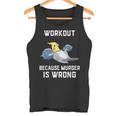 ワークアウト Because Murder Is Wrong 面白いオウム オカメインコ 鳥 タンクトップ