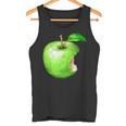 噛まれた青リンゴのイラスト タンクトップ
