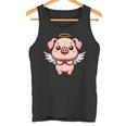 愛らしい天使の豚の漫画とハロー。 タンクトップ