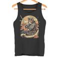日本のサムライキャットプリント タンクトップ