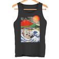 江戸日本 浮世白斎 赤富士山・津波 タンクトップ