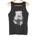 犬好きの方へのギフト サモエド ポケットに入った面白い犬の顔 タンクトップ