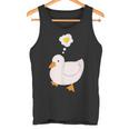目玉焼きのハートがかわいいアヒル好きのデザイン。 タンクトップ