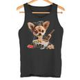 空手犬のチワワがラーメンを食べる、日本、面白いラーメン タンクトップ