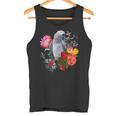 花と蝶とヨウム タンクトップ