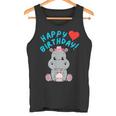 誕生日おめでとうギフト かわいいカバが彼女の誕生日を祝います タンクトップ