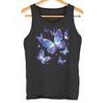 青と紫の模様の蝶たち 昆虫プリント タンクトップ