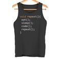 面白いコーディングシャツ Java 再帰 Eat Codeleep Repeat タンクトップ