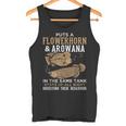 面白いフラワーホーンとアロワナのデザイン 魚族館 タンクトップ