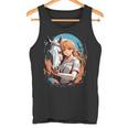 馬のファンのためのアニメガールの象徴的な乗馬デザイン。 タンクトップ