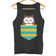 鳥好きのギフト フクロウのフクロウ 胸ポケット付き タンクトップ