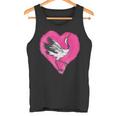 鶴 ハートデザインラブ 鶴 恋人 鶴 タンクトップ