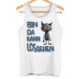 Katze Bin Da 'T Losgehen ファニーステートメントキャット タンクトップ