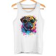Pug Dog Lovers カラフル ポップアート パグ 長袖tシャツ タンクトップ
