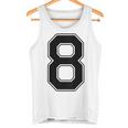 【バックプリント・背中側】8 数字 背番号 ユニフォーム ナンバー【ブラック／黒 の文字】スポーツ 練習着 部活 タンクトップ