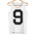 【バックプリント・背中側】9 数字 背番号 ユニフォーム ナンバー【ブラック／黒 の文字】スポーツ 練習着 部活 タンクトップ