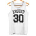 【バックプリント・背中側】Around 30 アラサー（三十歳 30才）ユニフォーム風 30代 誕生日プレゼント 面白 タンクトップ