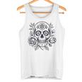 スカルと花の伝統的なタトゥースタイル タンクトップ