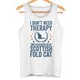セラピーは要らない、スコティッシュ・フォールドの猫を抱きしめて タンクトップ