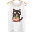 ヌードルキャット黒猫ラーメンデザイン タンクトップ