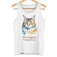 ノルウェージャンフォレストキャット 水彩画ポートレート2 タンクトップ