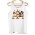 ハッピー、感謝祭、ハロウィン、メリークリスマス。 長袖tシャツ タンクトップ