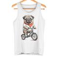 パグ いぬ イラスト パグ好き 犬好き 自転車 かわいい おもしろ レトロ かっこいい タンクトップ
