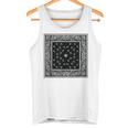 ホワイトブラックバンダナプリントtシャツ ペイズリー柄 タンクトップ