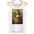 モナ・リザとオレンジ色の猫 面白いアートの絵 タンクトップ