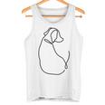 ラインタトゥー、ラインアートtシャツ、ミニマリストな犬のモチーフ タンクトップ