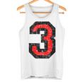 数字 3 ヴィンテージブラック&レッド タンクトップ