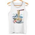 日本の麺スープ ラーメン 浮世絵 日本波 ヴィンテージ タンクトップ