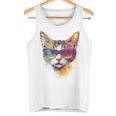 猫 動物 抽象 モチーフ サングラス イラスト アート ネコ タンクトップ