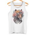 花柄 水彩 虎 花 王冠 虎好き タンクトップ
