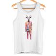 鹿 人間 アート カラフル 動物 絵画 グラフィック 鹿 タンクトップ