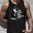 The Fuck You Lookin At 猫好きのための面白い下品なノベルティ タンクトップ 彼への贈り物