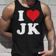 I Love Jk Initials I Heart JK First Last Name J K タンクトップ 彼への贈り物